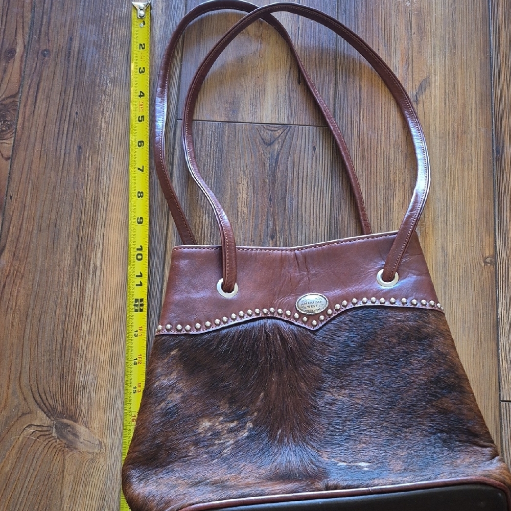 American West Rich Brown Leather and Fur Shoulder Bag - Picture 10 of 12